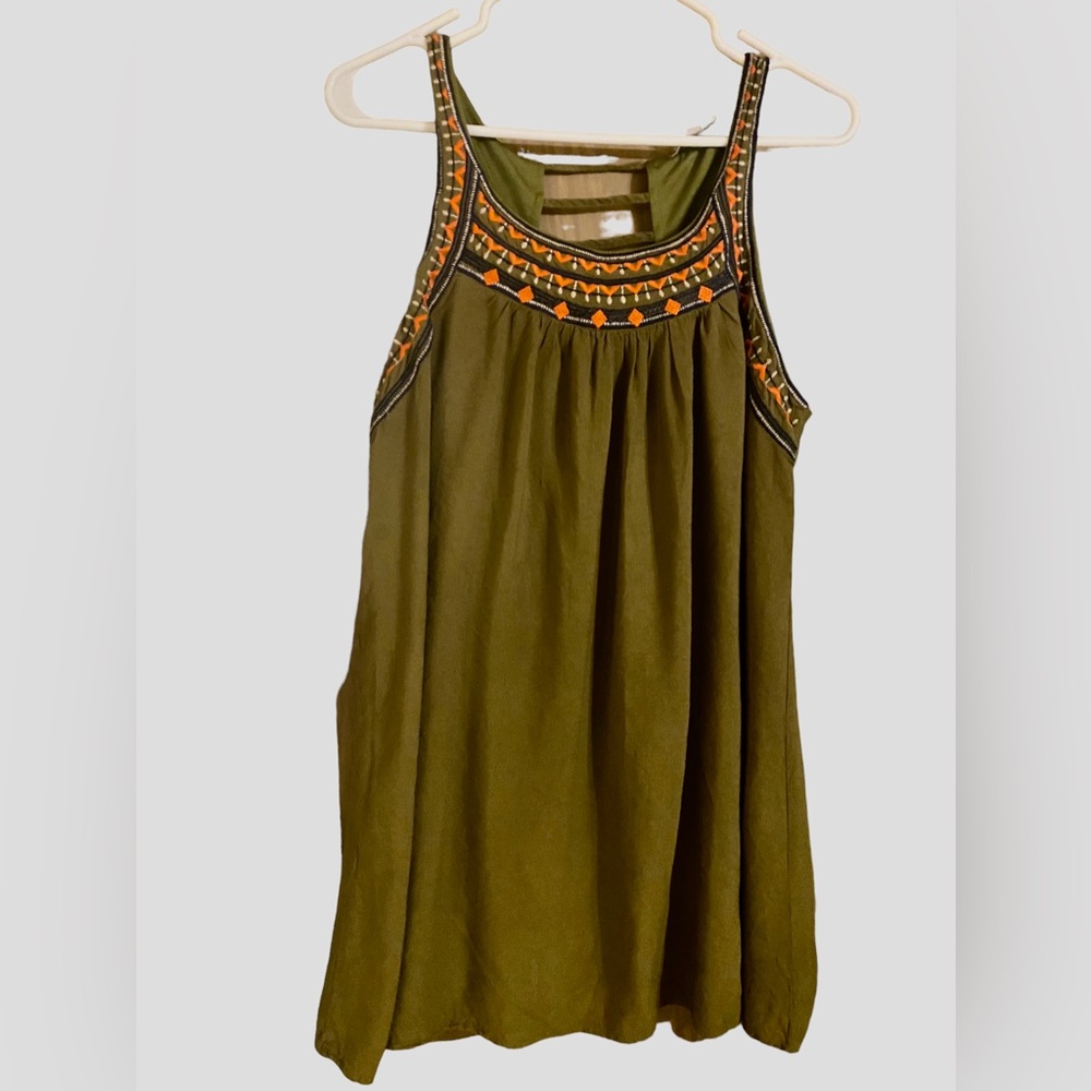 Jodifl Embroidered Top Womens M Medium Sleeveless Lined Blouse Green Flowy shirt